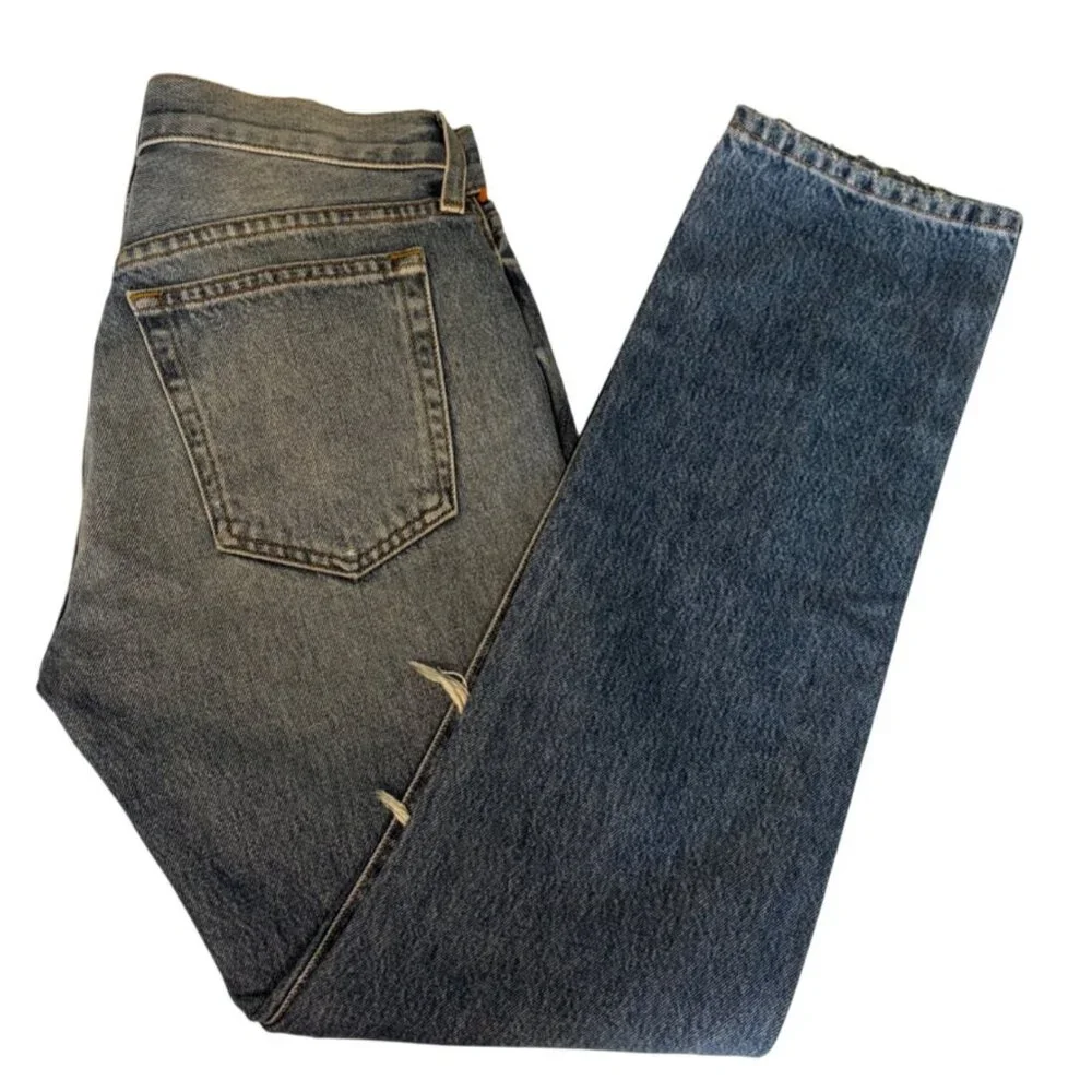 Khaite High-Rise Straight-Leg Distressed Jeans Designer Denim Quiet Luxury 24